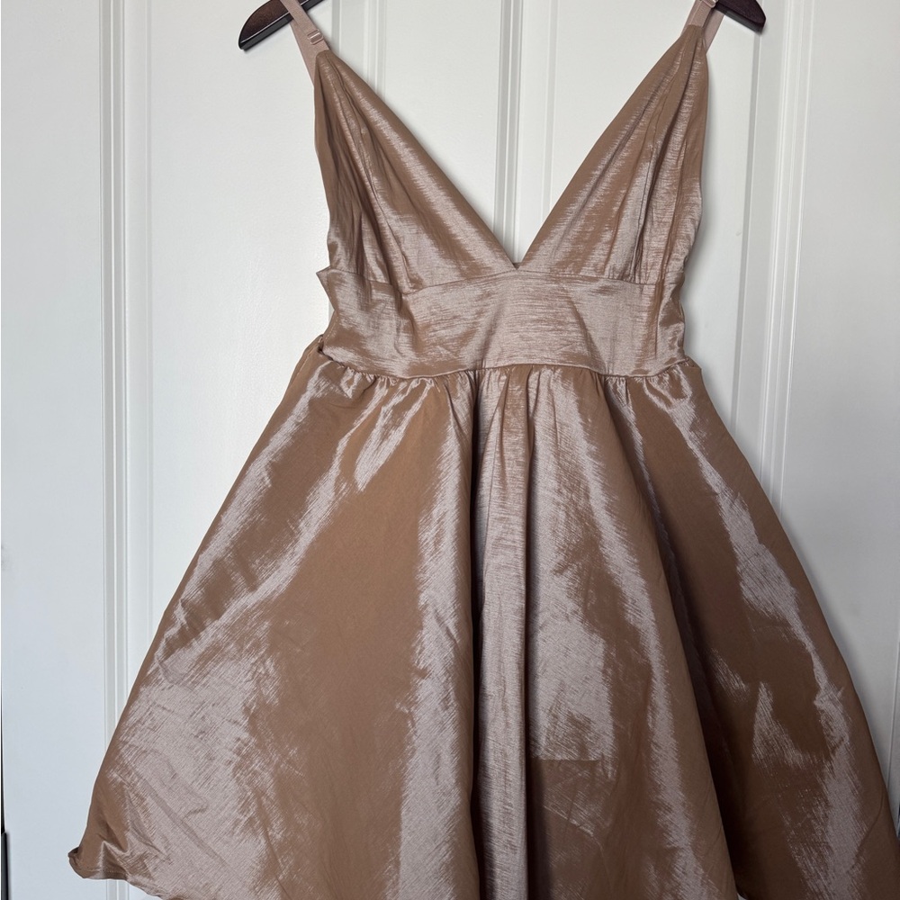 Windsor Shimmering Tan Mini Dress